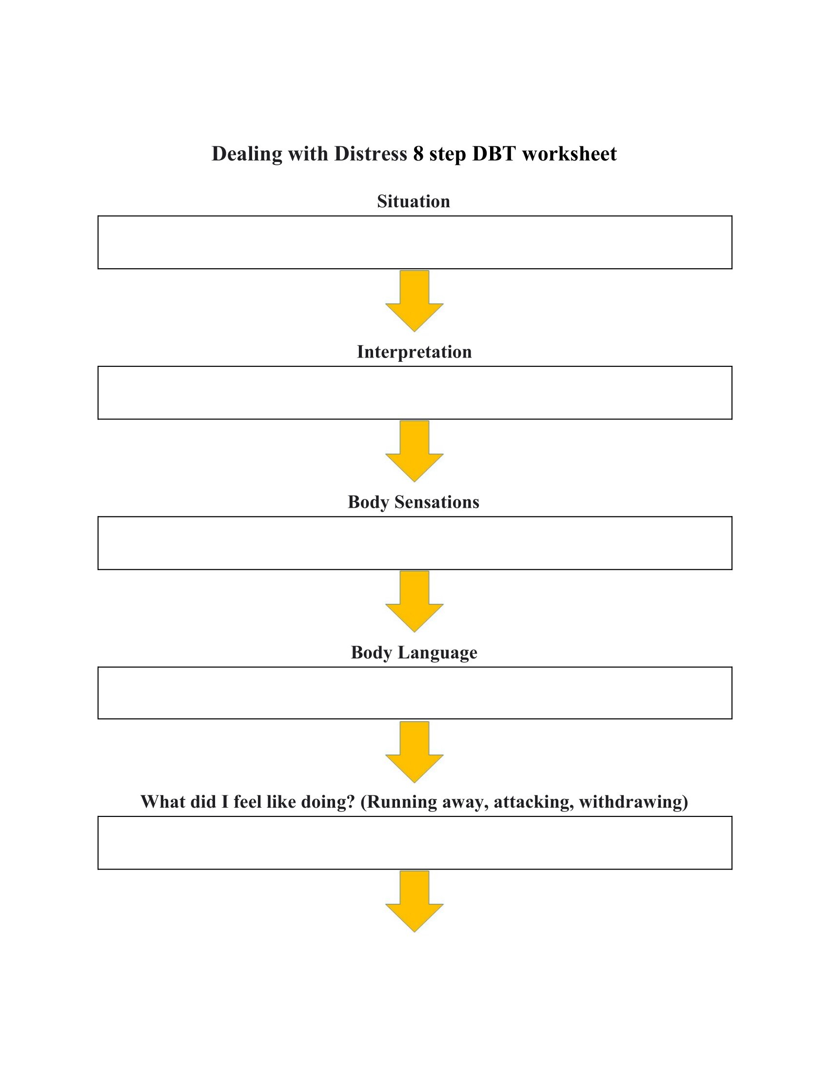 Dealing With Distress 8 Step DBT Worksheet Mental Health Worksheets