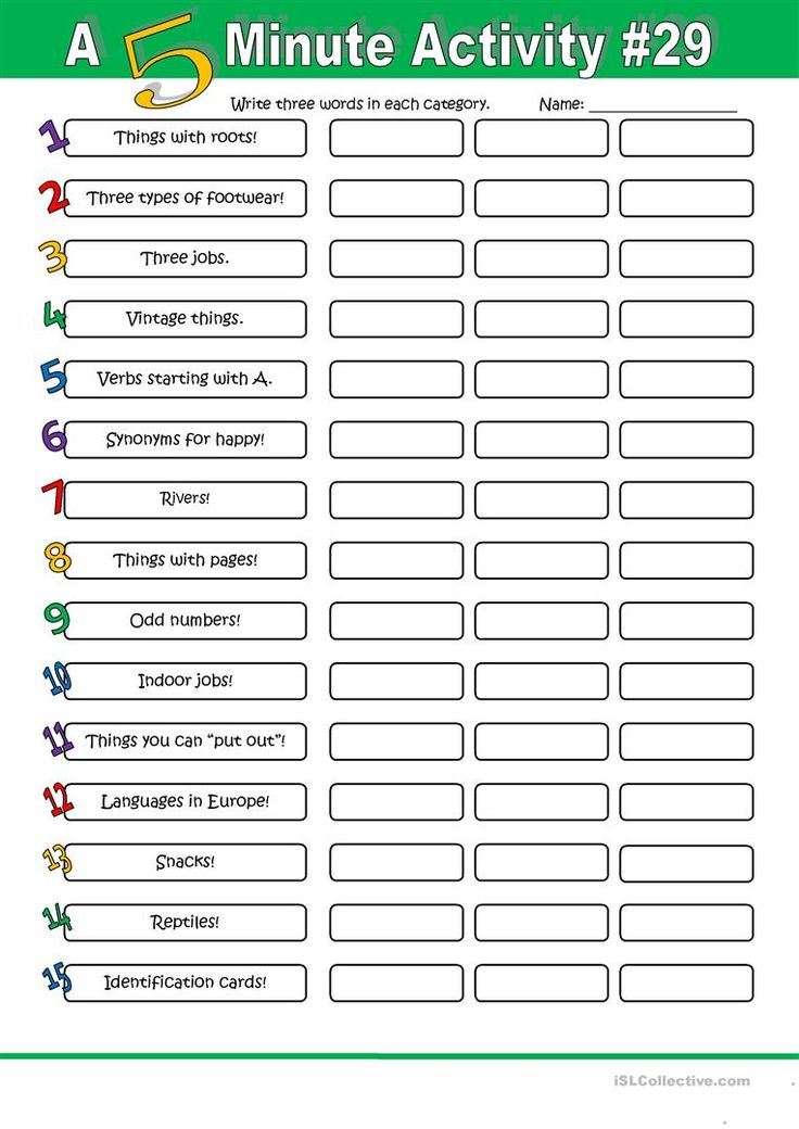 A 5 Minute Activity 29 English Activities Teaching English Teaching