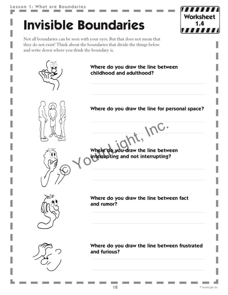 Respecting Personal Boundaries Worksheet