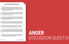 Anger Discussion Questions Worksheet Therapist Aid