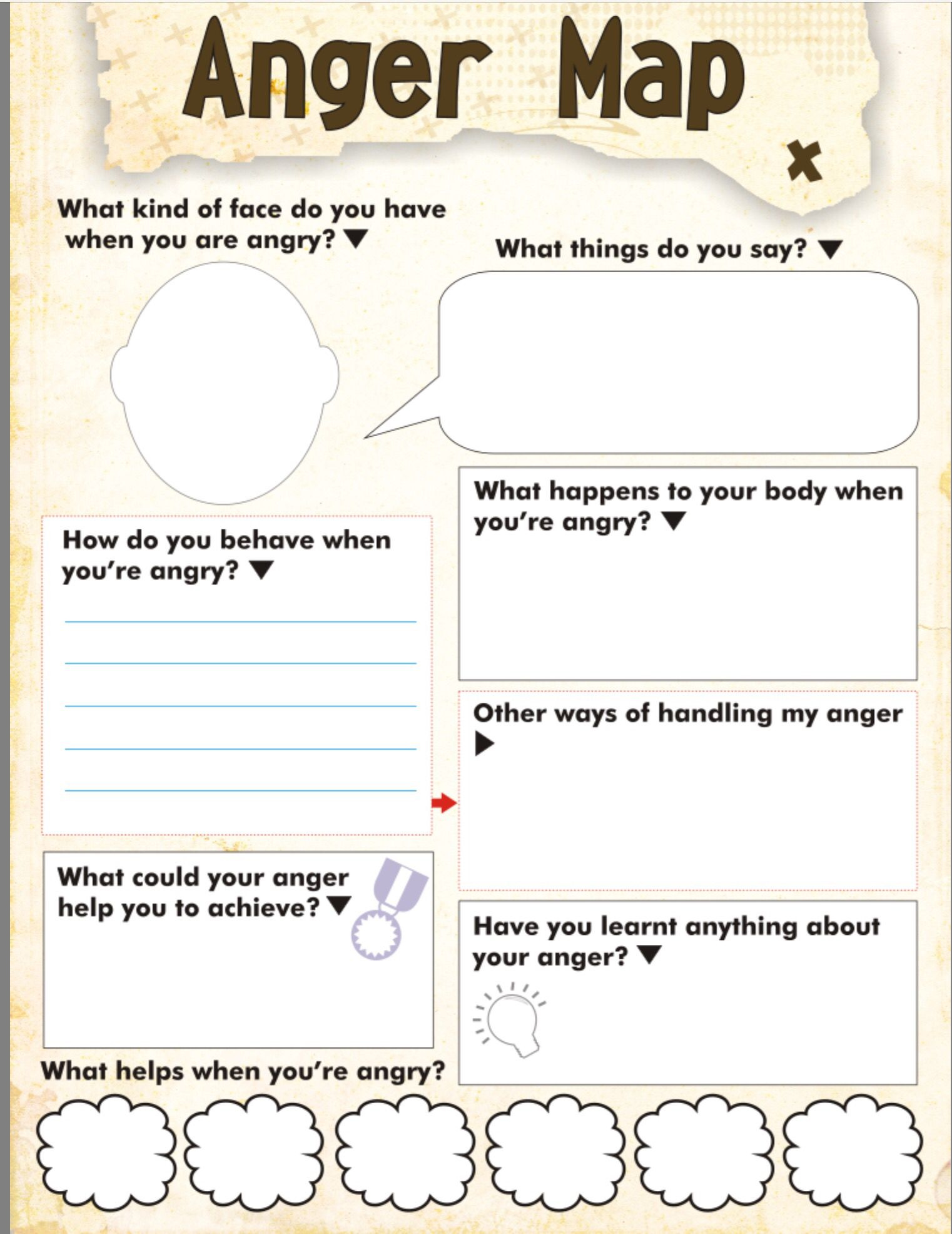 Anger Map Kids Worksheet Free Printable Therapy Worksheets 
