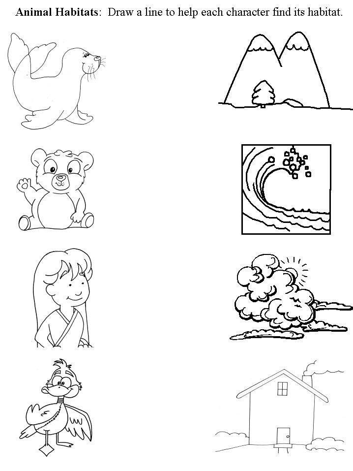 Animal Habitats Activity Worksheet Okul ncesi al ma izelgeleri 