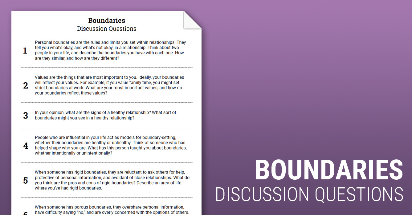 Boundaries Discussion Questions Worksheet Therapist Aid