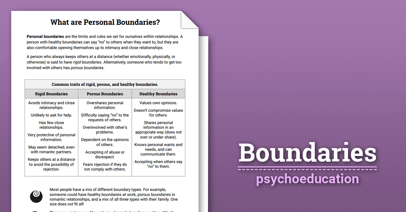 Boundaries Info Sheet Worksheet Therapist Aid