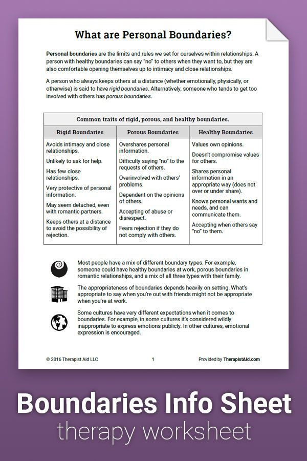 Boundaries Info Sheet Worksheet Therapist Aid Therapy Worksheets 