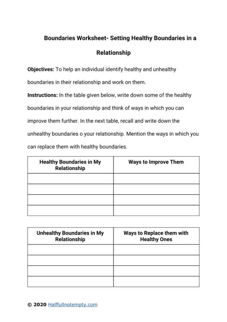 Boundaries Worksheets 7 OptimistMinds