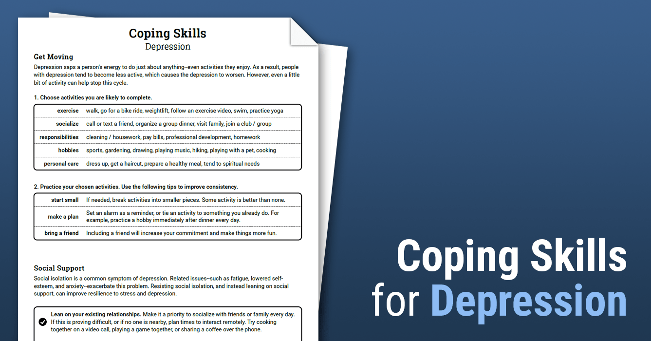 Coping Skills Depression Worksheet Therapist Aid