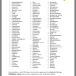 Core Values List Therapy Worksheets Core Values Personal Core Values