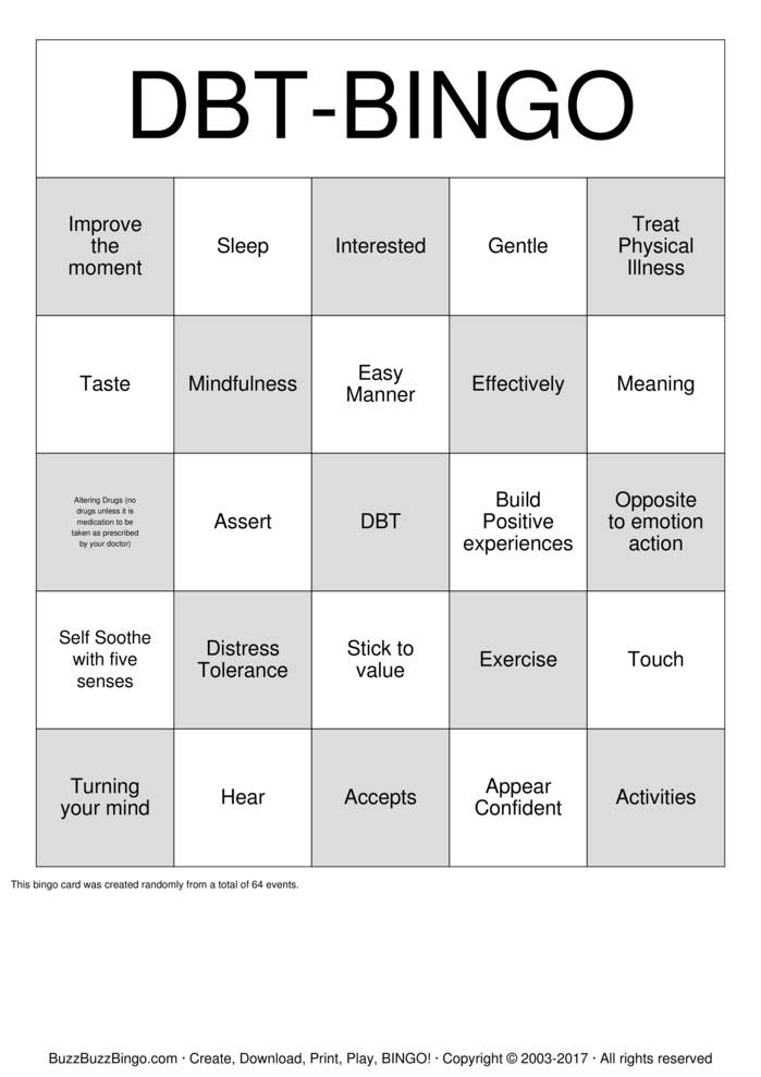 DBT Bingo Bingo Cards To Download Print And Customize 