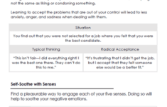 DBT Distress Tolerance Skills Worksheet Therapist Aid