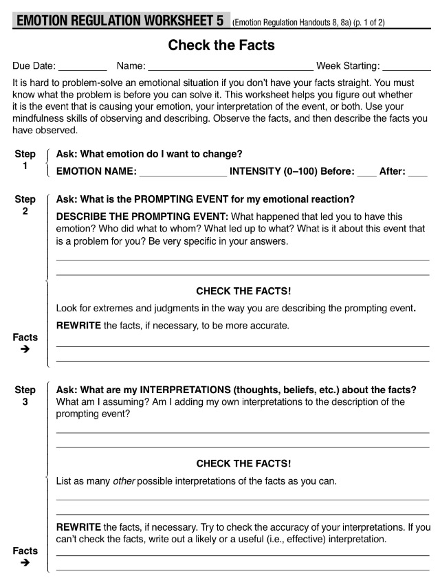 DBT Emotion Regulation Checking The Facts Living With Borderline 