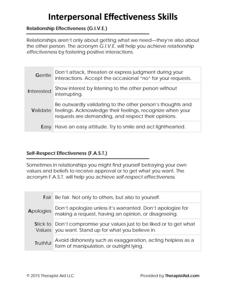 DBT Ending Relationships Worksheet