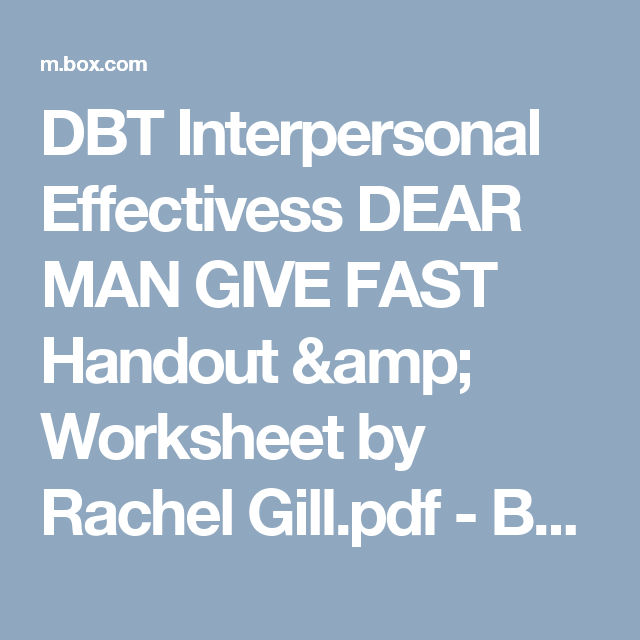 Dear Man DBT Worksheet