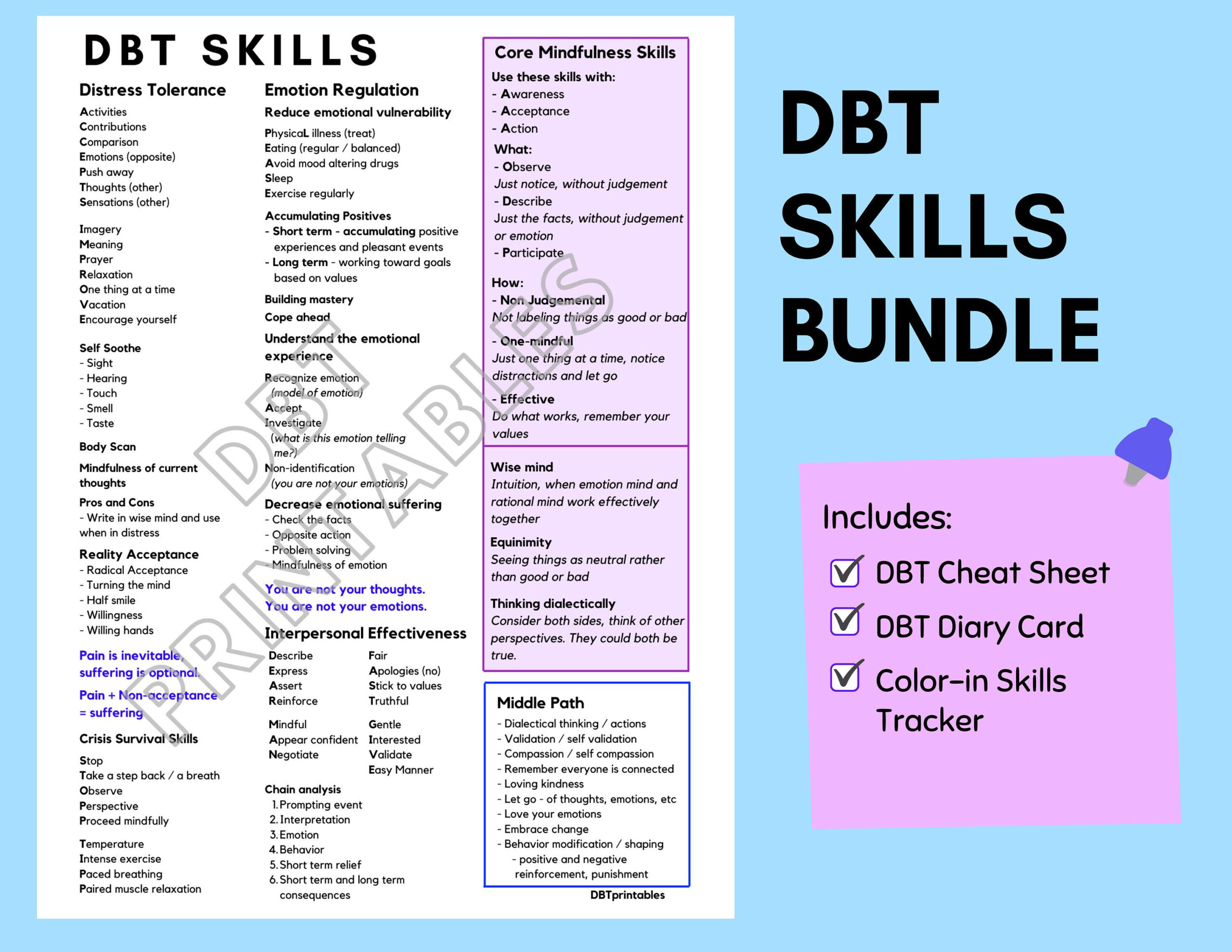 DBT Skills Bundle In 2021 Dbt Skills Dbt Diary Card Understanding 