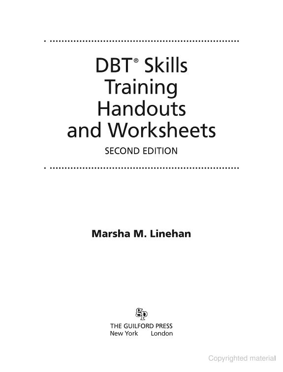 DBT Skills Training Handouts And Worksheets Second Edition Marsha M 