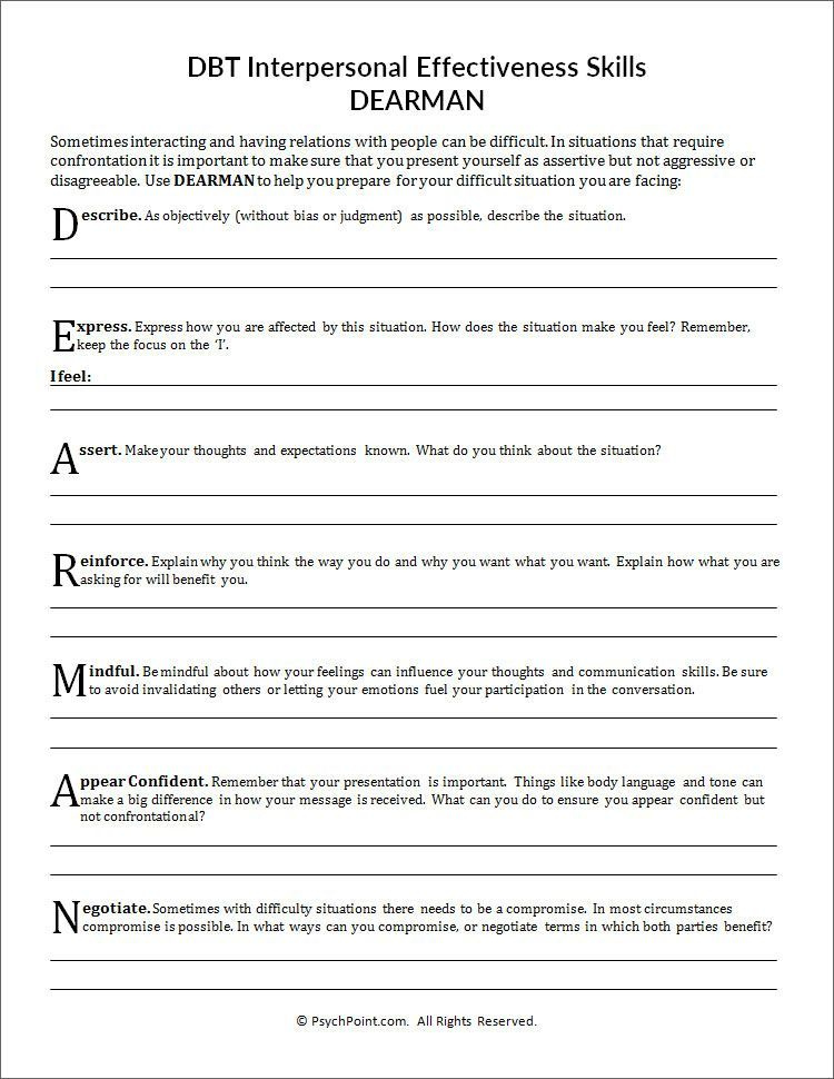DBT Therapy Worksheets
