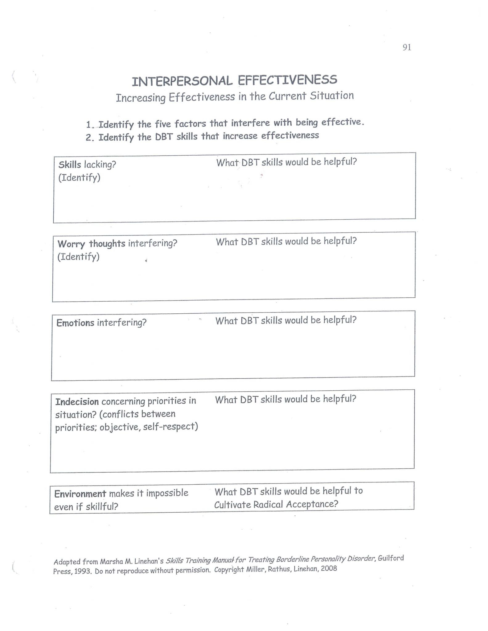 DBT Communication Skills Worksheet DBT Worksheets