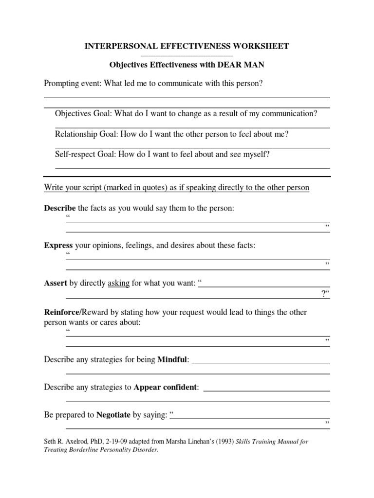 DEARMAN DBT WORKSHEET Scribd Is The World s Largest Social Reading And 