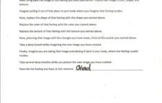 Describing Your Feeling Printable Guided Imagery Worksheet Guided