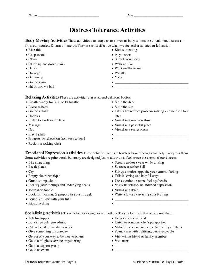 Distress Tolerance Activities Distress Tolerance Activities 