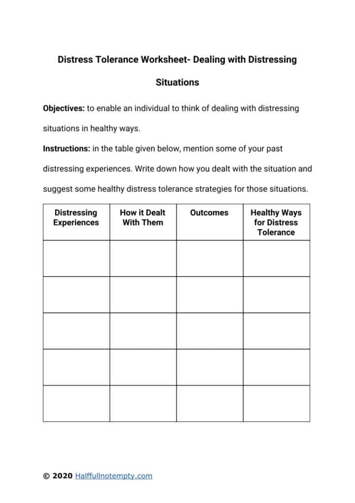 Distress Tolerance Worksheets 7 OptimistMinds