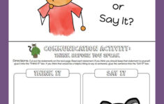 Emotion Regulation Skills Activity Think It Say It Communication