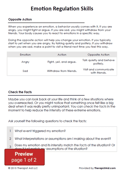 Emotional Regulation Skills Worksheet Nidecmege