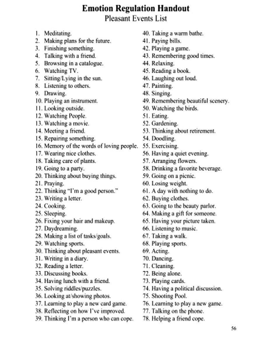 Emotional Regulation Worksheets