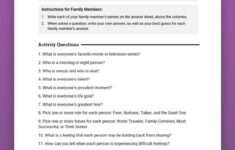 Family Questions Activity Worksheet Therapist Aid In 2021 Family