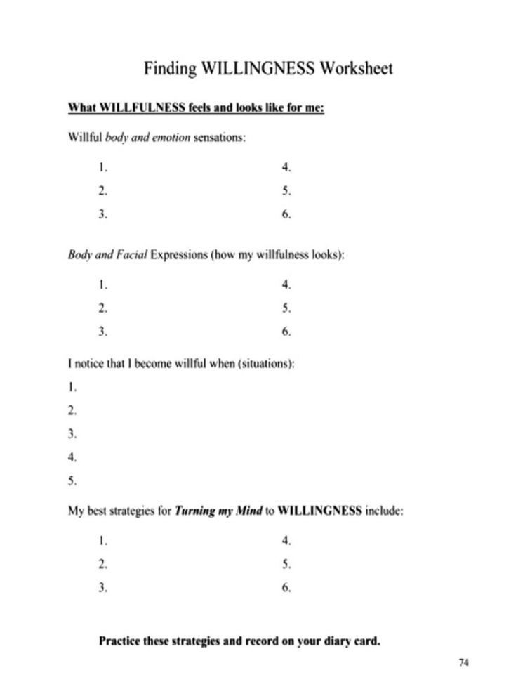 DBT Willingness Worksheet