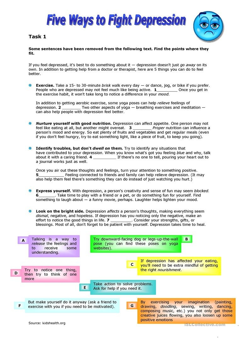 Free Printable Worksheets On Depression Free Printable