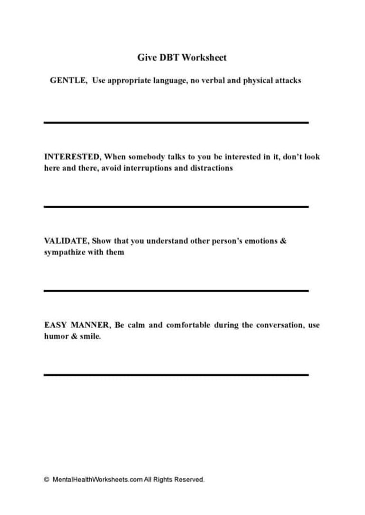 DBT Give Skill Worksheet