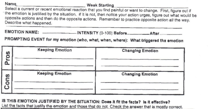 DBT For Borderline Personality Disorder Worksheets
