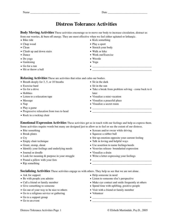 DBT Anxiety Worksheets