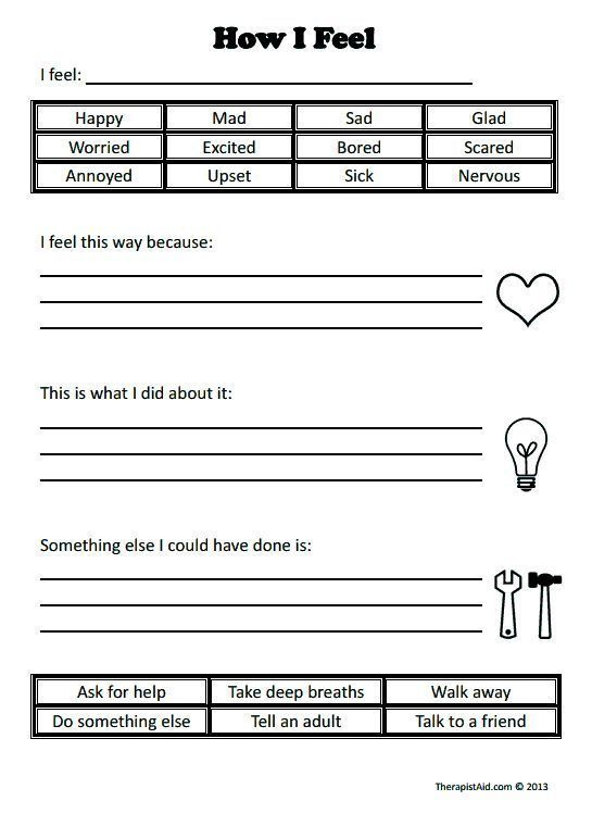 Therapist Aid Worksheets For Teens