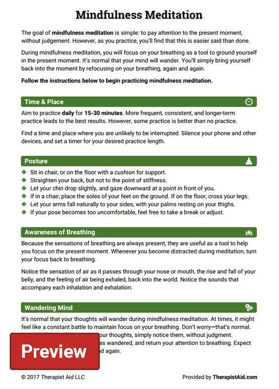 How To Practice Mindfulness Meditation Worksheet Therapist Aid