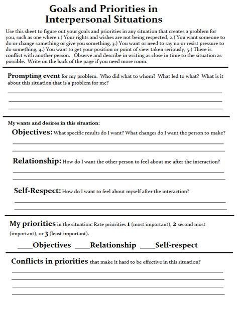 DBT Interpersonal Effectiveness Worksheet