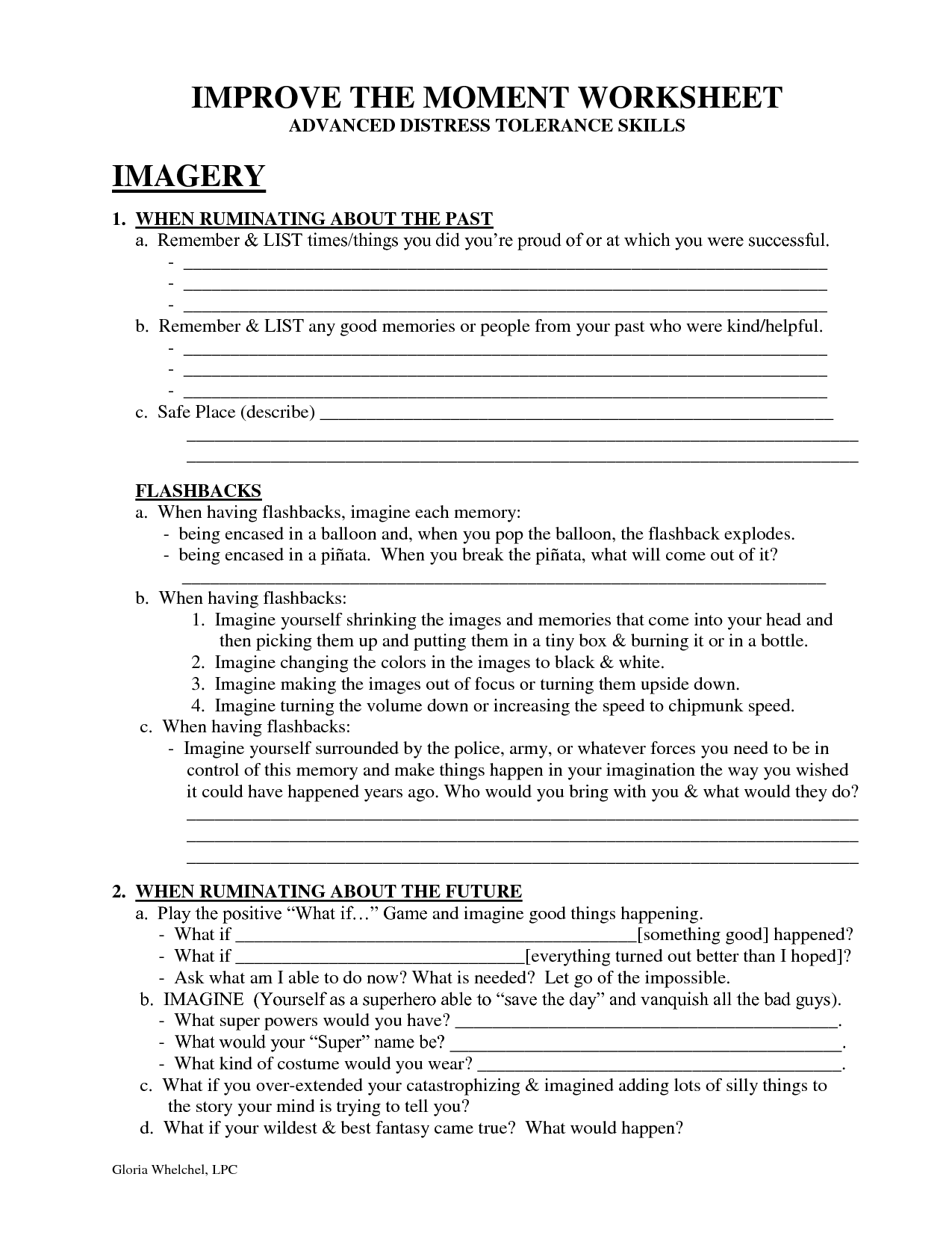 IMPROVE THE MOMENT WORKSHEET DBT Self Help Dbt Therapy Dialectical 