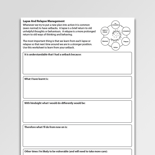 Lapse And Relapse Management Psychology Tools