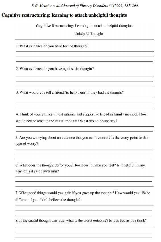 Social Anxiety Worksheets Therapist Aid