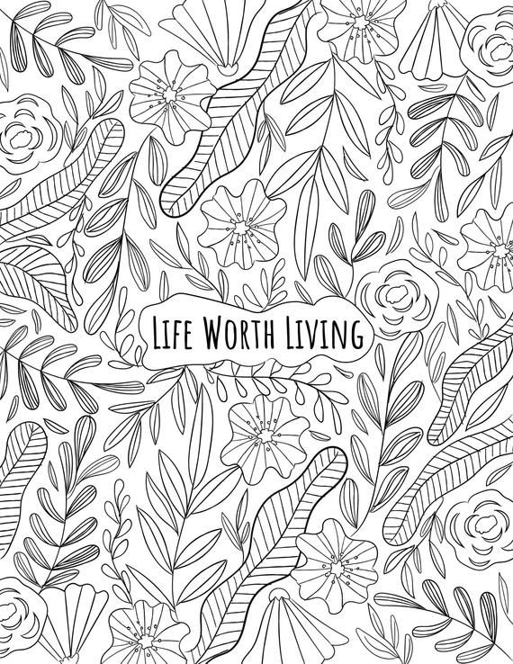 Life Worth Living DBT Coloring Page Etsy In 2021 Coloring Pages 