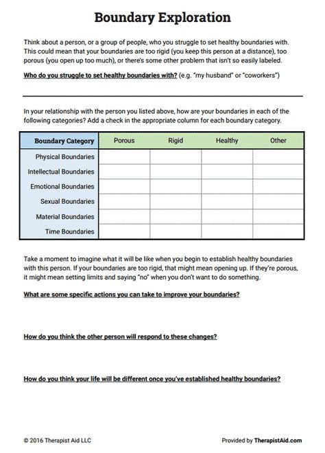 Personal Boundaries Worksheet Pdf Thekidsworksheet
