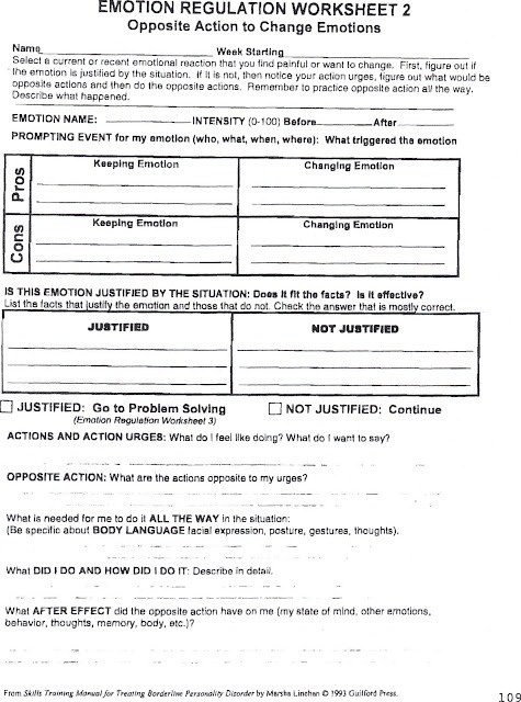 DBT Worksheets For Borderline Personality Disorder