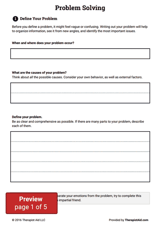 Problem Solving Packet Worksheet Problem Solving Therapy Worksheets 