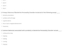 Quiz Worksheet Borderline Personality Disorder Symptoms Therapy