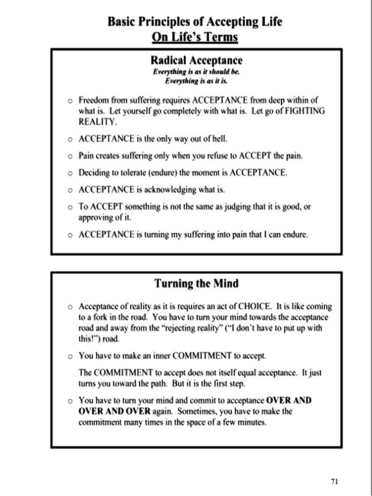 Radical Self Acceptance Worksheet