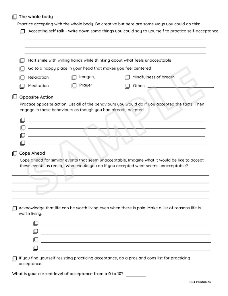 Radical Acceptance Worksheet Etsy