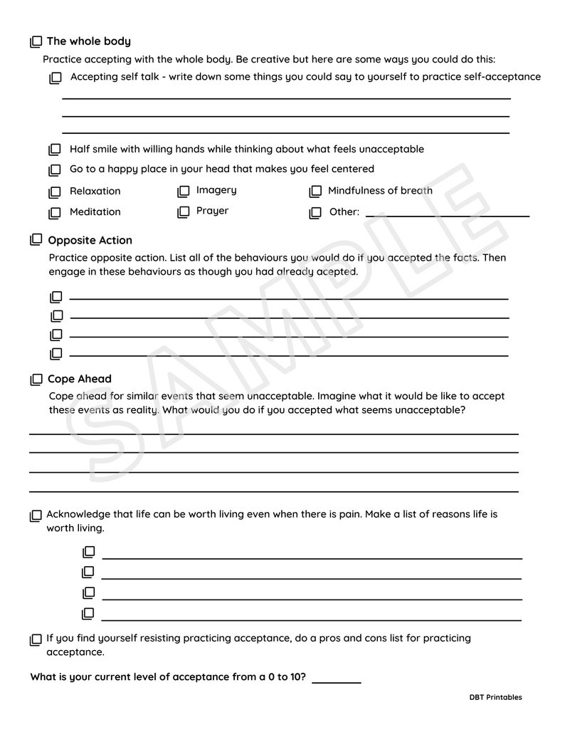 Radical Acceptance Worksheet Etsy