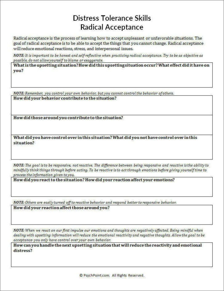 Radical Self Acceptance Worksheet Worksheet DBT Worksheets