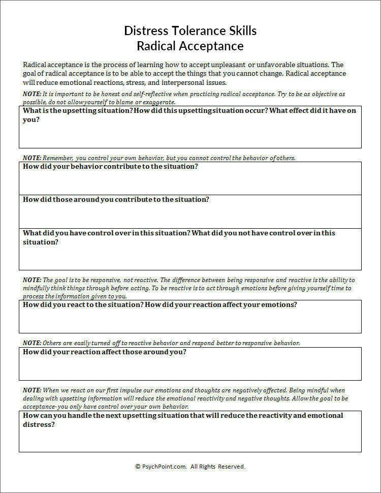 Radical Self Acceptance Worksheet Worksheet